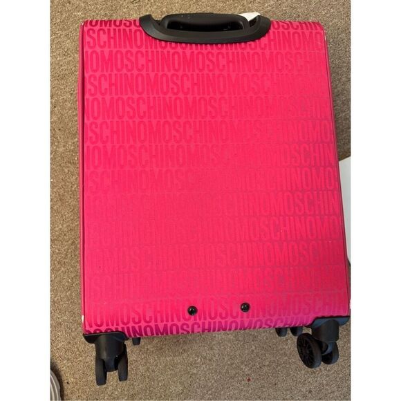 Moschino New All-Over Logo Nylon Trolley Case in Pink - Picture 14 of 16